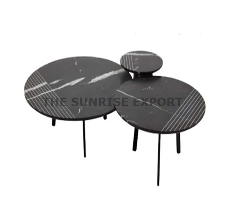 ROUND TABLE WITH MARBLE TOP SET OF 3