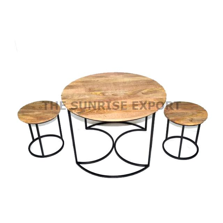 NESTED CENTER COFEE TABLE WITH 2 FLOOR STOOLS