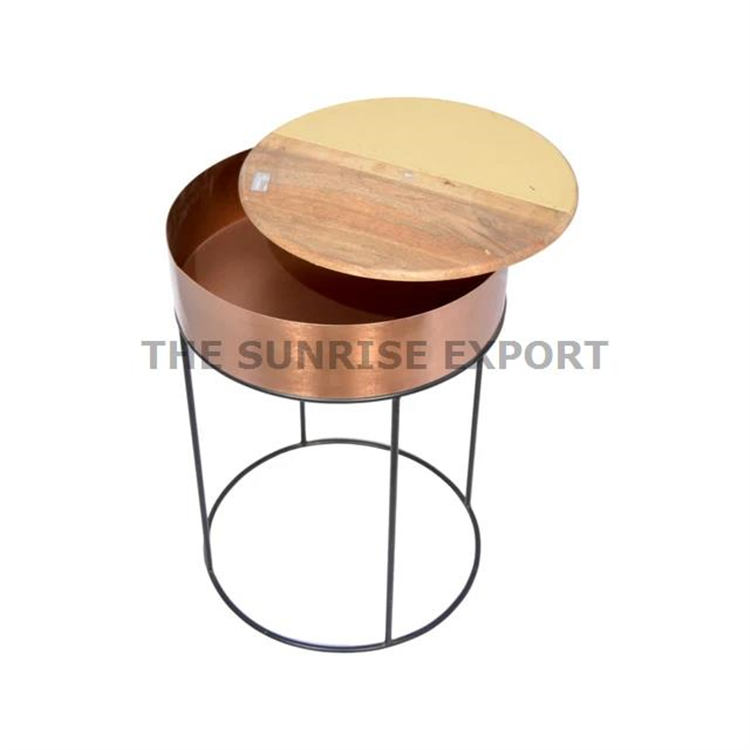 SIDE TABLE WITH STORAGE REMOVABLE WODDEN TOP